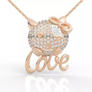 Adorable Kitty Pave Diamond Pendant