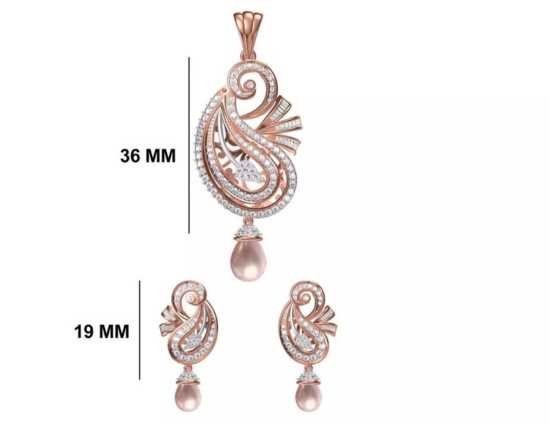 Women Earrings Pendant Set STL FBX JCD Details