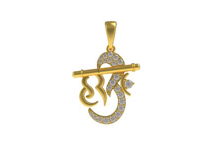 00031 Simple Hari Om Diamond Pendant