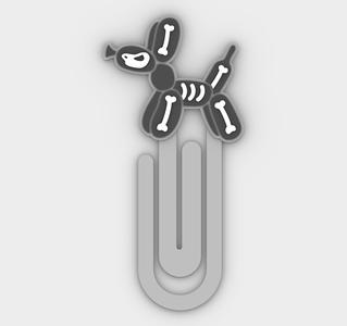 Paperclip Halloween skeleton balloon dog - bookmark - 3MF pre-painted , STL