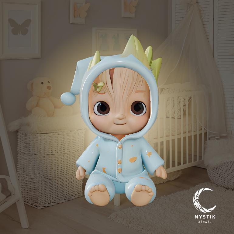 Groot in pajamas - Chibi version ready to sleep 🌙💤
