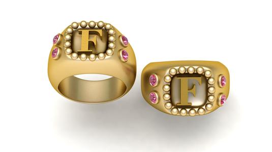 F ALPHABET RING 3D PRINTABLE MODEL