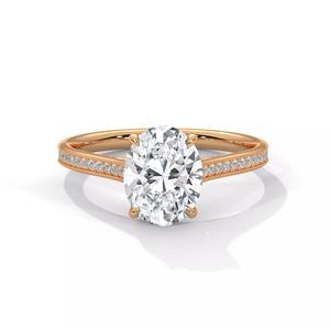 Oval Solitaire ring with 360 view animation