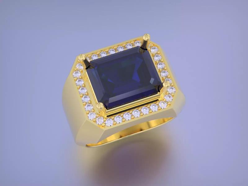 Men Emerald diamond Ring