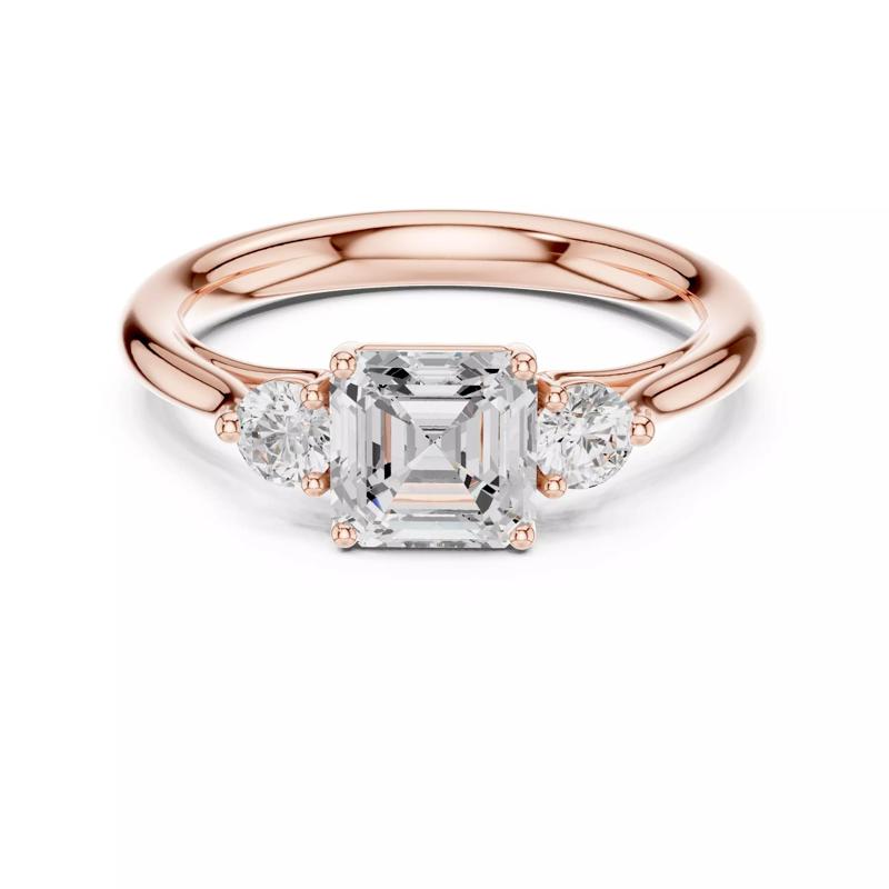 Three Stone Asscher Round Engagement Wedding Ring 3DM STL Video