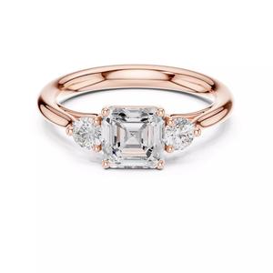 Three Stone Asscher Round Engagement Wedding Ring 3DM STL Video