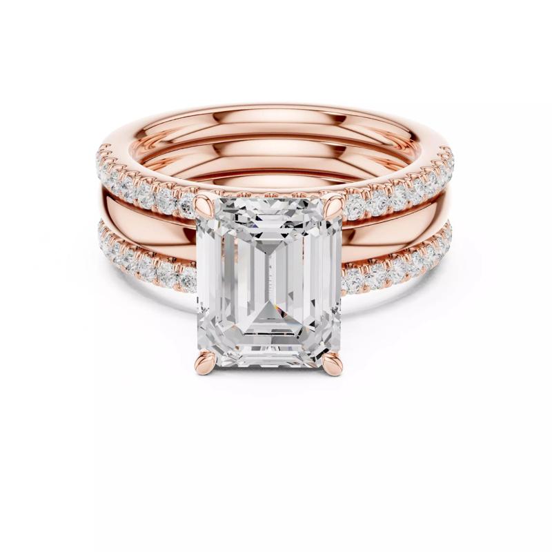 Three Piece Emerald Cut Diamond Wedding Ring Set 3DM STL Video