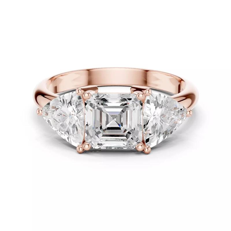 Three Stone Asscher and Trillion Cut Wedding Ring 3DM STL Video