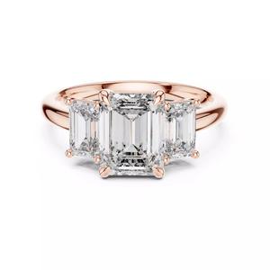 Three Stone Emerald Cut Diamond Engagement Ring 3DM STL Video