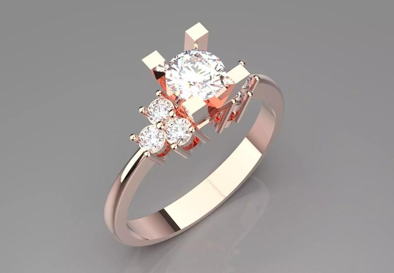 Rose Gold Luxury Engagement Ring with Diamonds Model sr0092