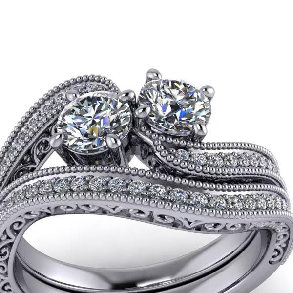 Two Stone Forever Us Vintage  Engagement Wedding Ring Jewelry