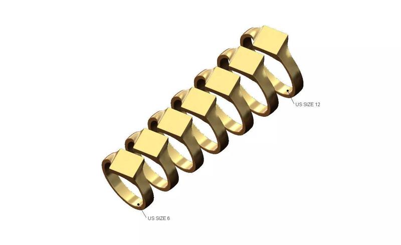 Tilted square 8x8mm signet ring 6to12