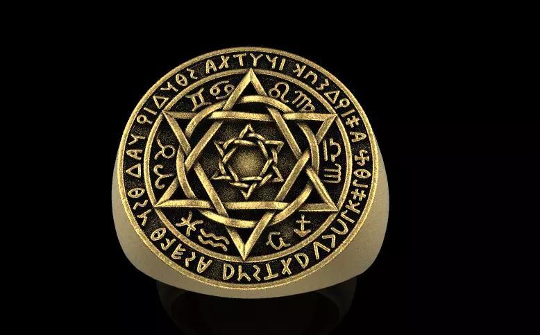 Talisman Seal Solomon Six-Pointed Star ring model 1165