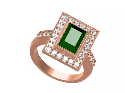 Tourmaline Stone Squre Halo Engagement Ring