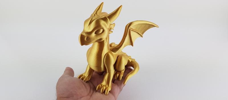 Golden dragon 3D print PLA Silk - 15 cm high - Fantasy figure