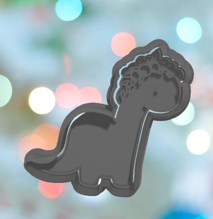 Dinosaur Diplodocus  With Florals  Cookie Cutter