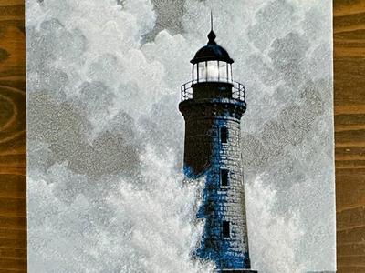 Lighthouse in the Spray – 3D Landscape (HueForge)