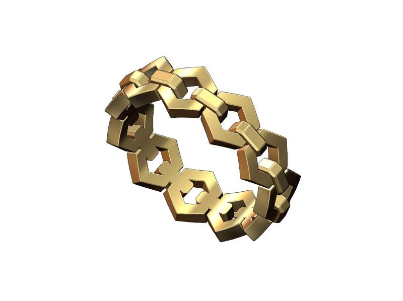 Hexagonal chain link band US sizes 6 7 8 3D print model
