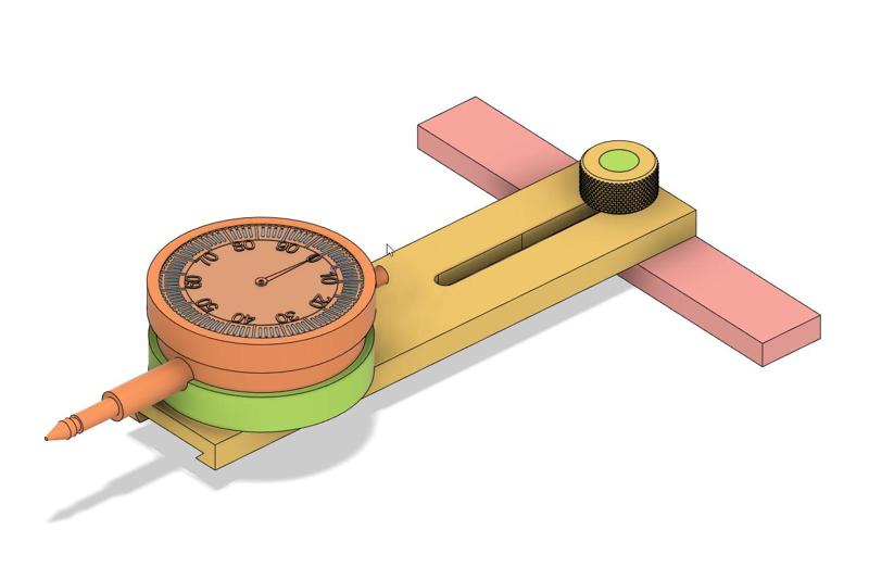 Dial indicator for aligning and calibrating table saw