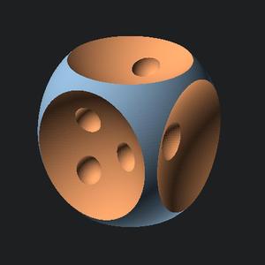 Rounded D6 Die with Pips