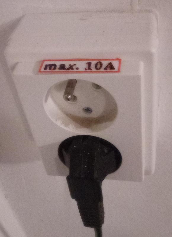 Max. 10A - label for electrical socket