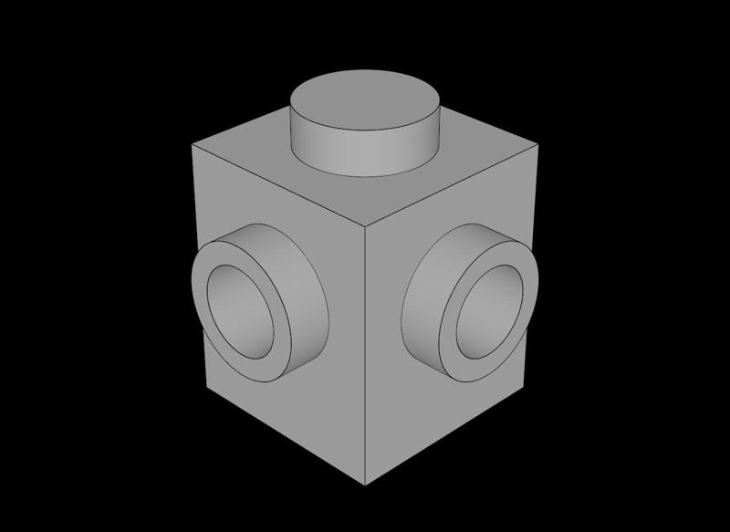 Lego Compatible (26604.dat) Brick  1 x  1 with Studs on Two Adjacent Sides