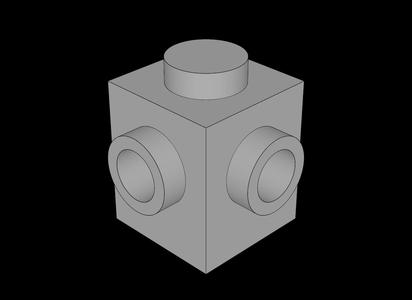 Lego Compatible (26604.dat) Brick  1 x  1 with Studs on Two Adjacent Sides