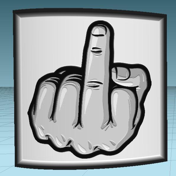 Middle finger lithophane 100x100 80 degree curve