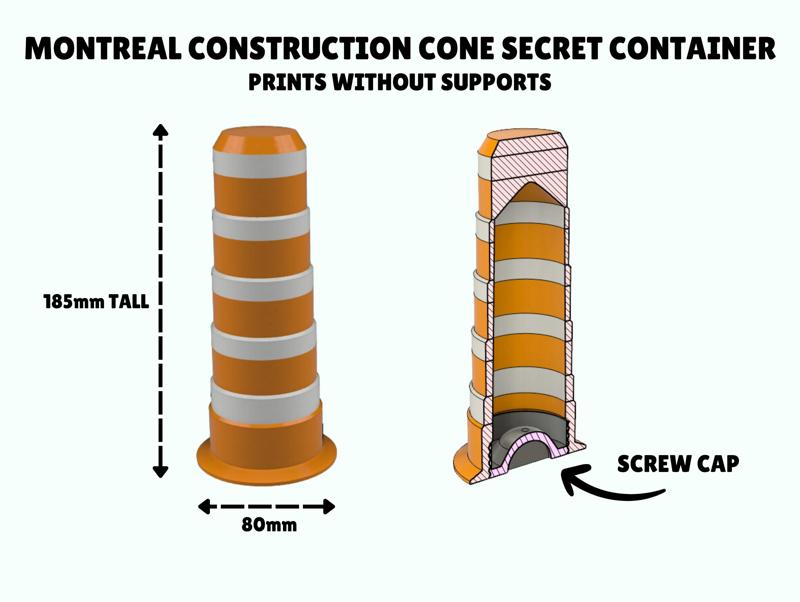 Montreal construction cone - secret container - TRV7
