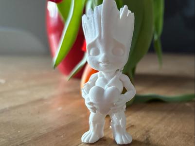 Baby Groot Holding a Heart