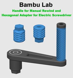 Handle for Manual Rewind and Hexagonal Adapter for Electric Screwdriver for Winder Spool Frame 2 - Modular Design and Winder Spool Holder with Bearings - Modular Design