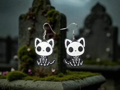 Cat skeleton earrings