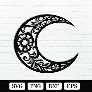 Floral Moon Metal Wall Art Laser Cut Files