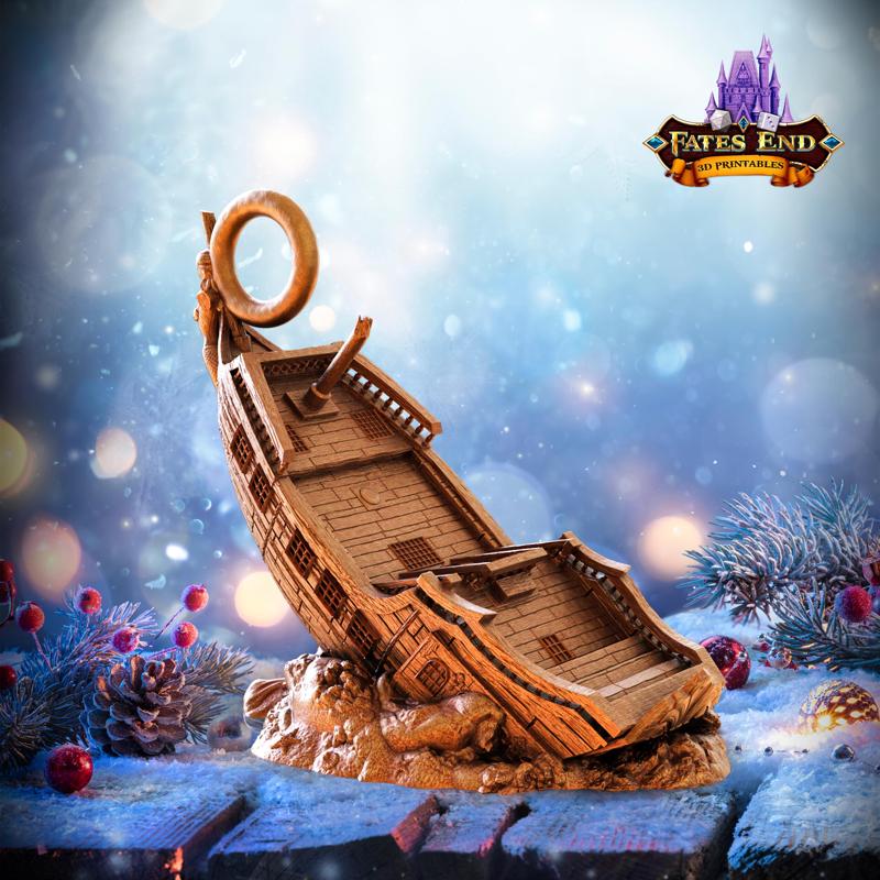 Sunken Pirate Ship Ornament - SUPPORT FREE!