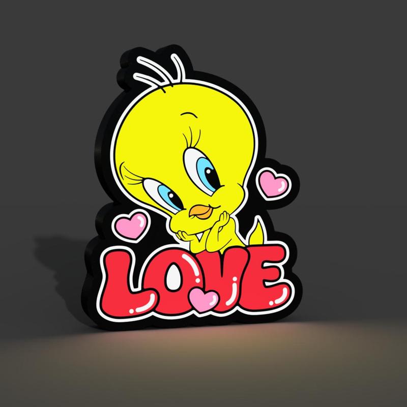 Tweety Bird Love Valentine Lightbox LED Lamp