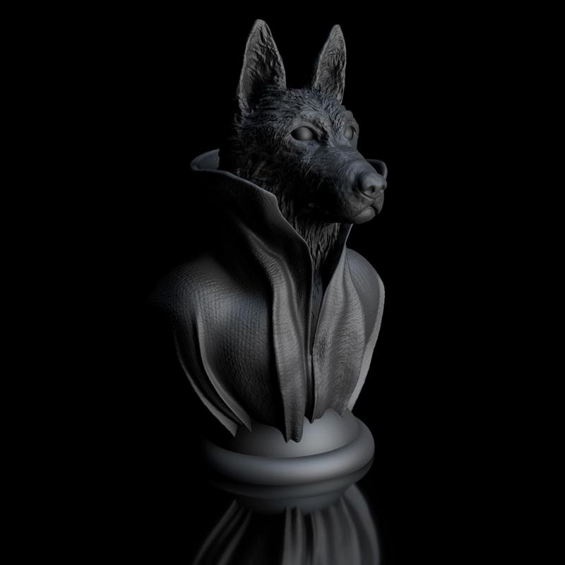 German Shepherd - with Collar Cape on Pedestal
