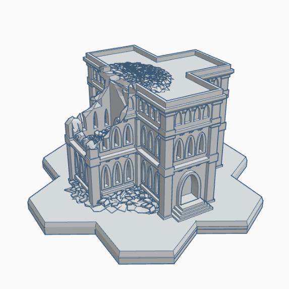 Gothic Ruined Building 2 with Hex Base GRHB002