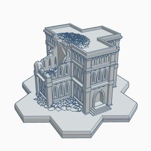 Gothic Ruined Building 2 with Hex Base GRHB002