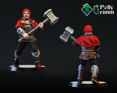 Fantasy warrior soldier with hammer