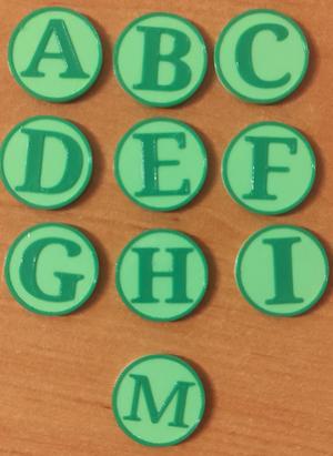 Žetony do vozíku s písmeny