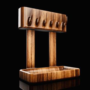 WOODEN KEY HOLDER WITH TRAY