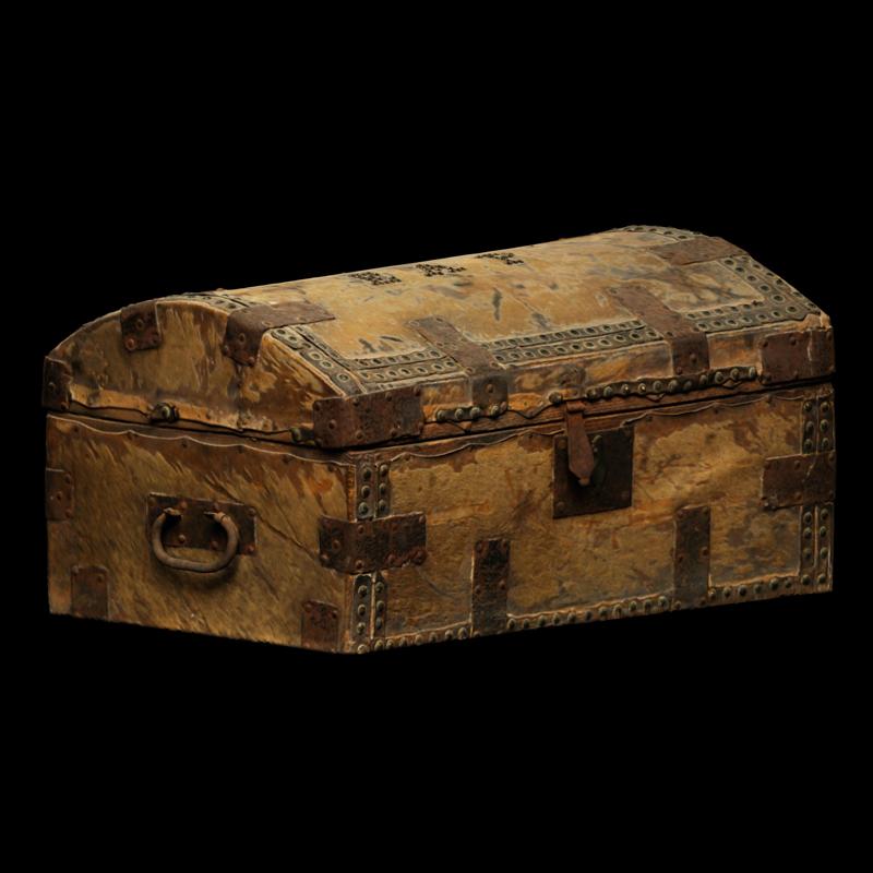 Wooden chest with hinged lid