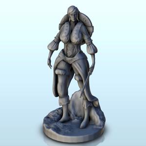 Warrior with back shield and curved sword (21) - Medieval Fantasy Magic Feudal Old Archaic Saga 28mm 15mm