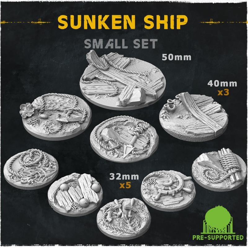 Wargame Bases & Toppers - Sunken Ship (Small Set)