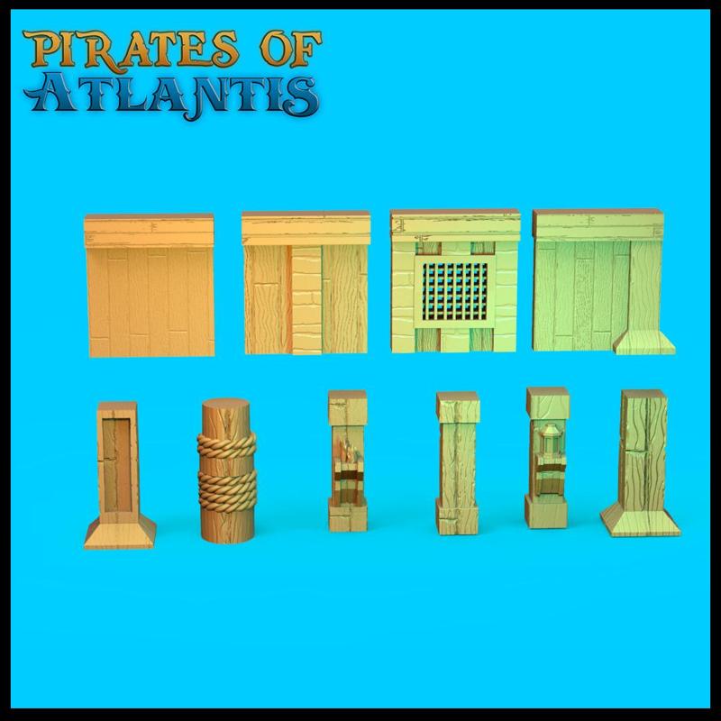 Pirates of Atlantis - Interior Walls, Cannons, and Props