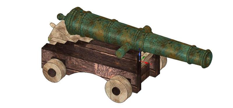 model of an old naval gun for 3D print and cnc