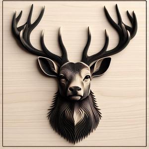 Modern Style Deer Head 3D Print – Geometric Antler Wall Decor, Minimalist Animal Sculpture, Horn Face Only