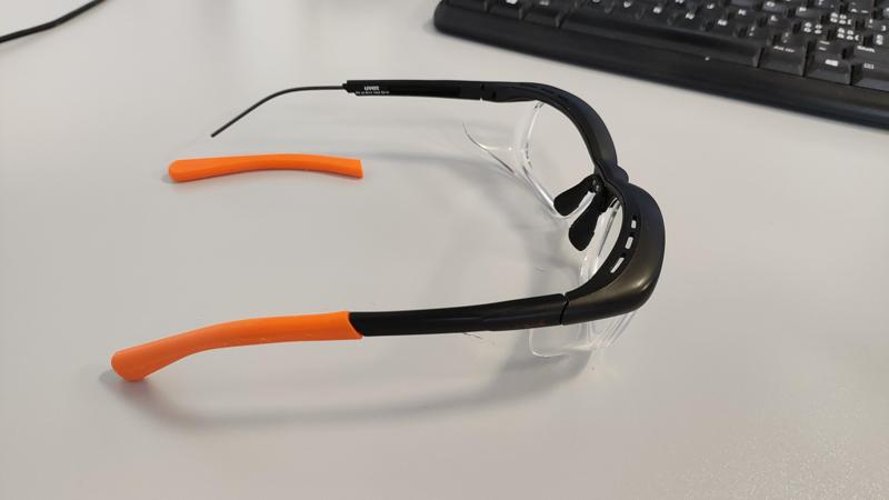 Spare nose bridge and side pieces for safety glasses