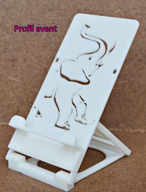 FOLDING SUPPORT FOR SMARTPHONE OR TABLET TELEPHONE - Reason: Elephant ...   Foldable support for mobile phone and small digital tablet - pattern: "Elephant".