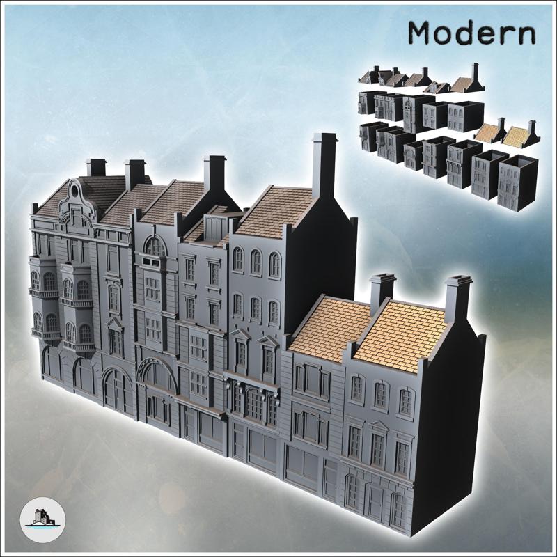 Set of seven European buildings with fireplace and floors (9) - Modern WW2 WW1 World War Diaroma Wargaming RPG Mini Hobby